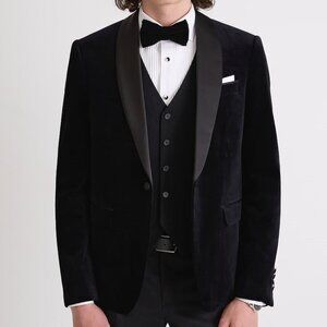 Zara Men's Black Velvet Tuxedo Jacket 38 Reg